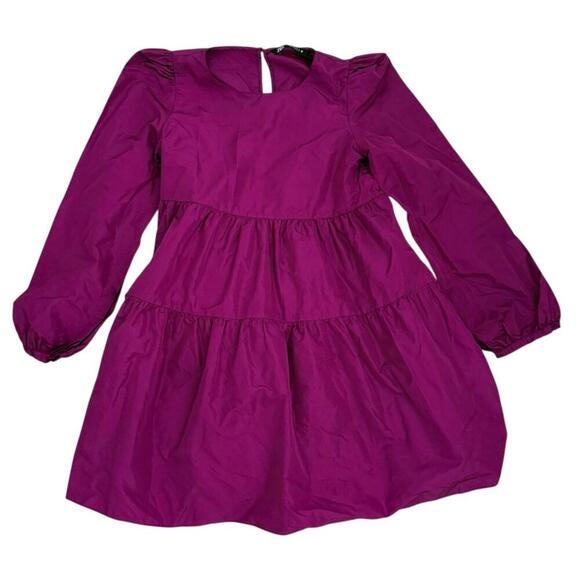 Zara Fuchsia Tiered/Babydoll Dress Medium Tafeta iconic bloggers favourite mini - Picture 5 of 12